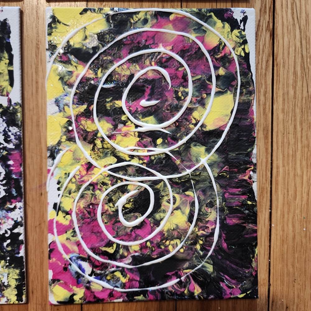 4 HANDCRAFTED Black Frame Paintings Abstract HANDPAINTED Wall Art Decor Tabletop - Picture 13 of 17